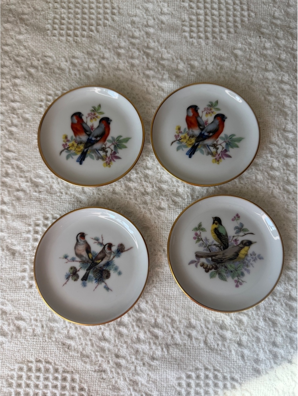 Kuba Porzellan Bavaria bird small plate/butter pat set of 4
